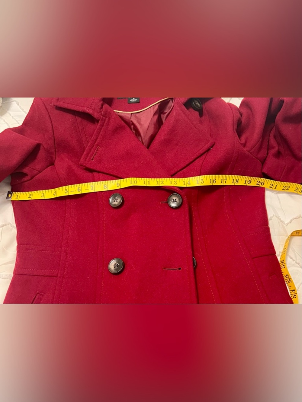 Liz Claiborne Vibrant Red Double-Breasted Peacoat - Picture 10 of 12